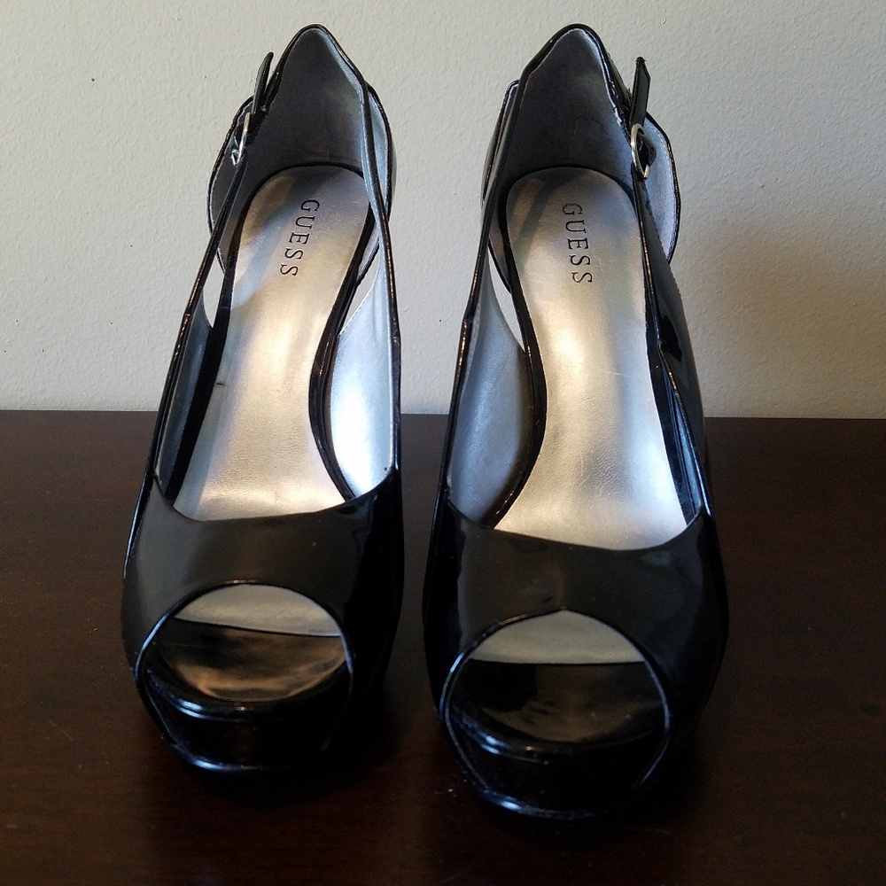 Guess Stilettos - black patent, NWOT